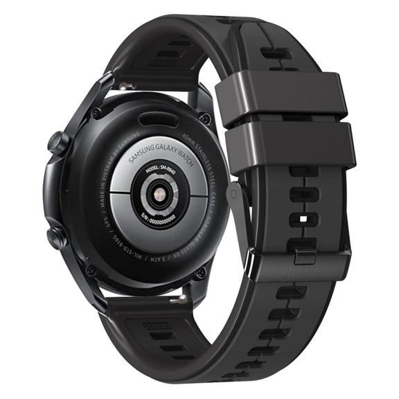 22mm Universal Vertical Line Two-Color Silicone Watch Band(Carbon Gray+Black)