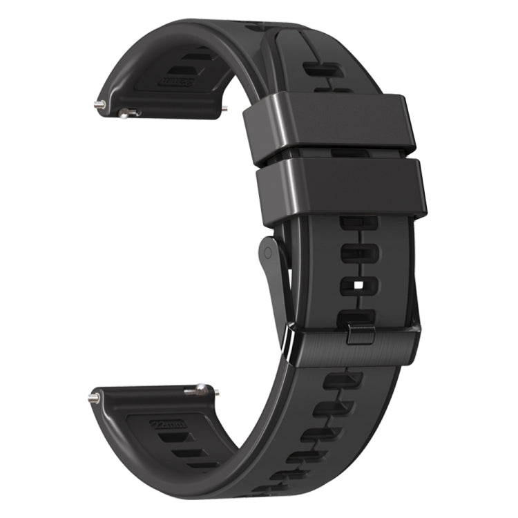22mm Universal Vertical Line Two-Color Silicone Watch Band(Carbon Gray+Black)