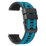 22mm Universal Vertical Line Two-Color Silicone Watch Band(Sky Blue+Black)