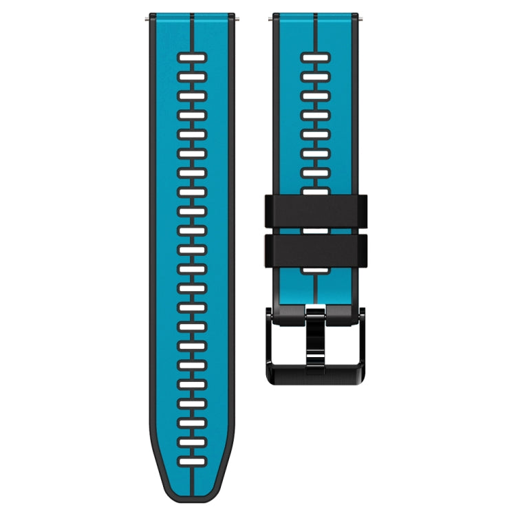 22mm Universal Vertical Line Two-Color Silicone Watch Band(Sky Blue+Black)