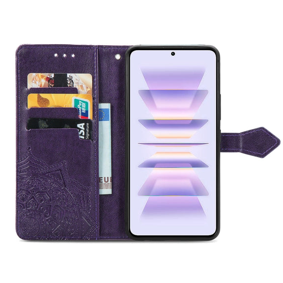 For Xiaomi Redmi K60 Pro Mandala Flower Embossed Leather Phone Case(Purple)