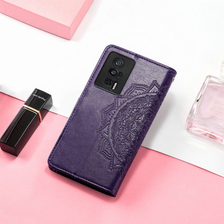 For Xiaomi Redmi K60 Pro Mandala Flower Embossed Leather Phone Case(Purple)