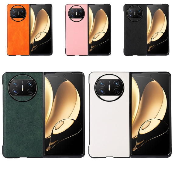For Huawei Mate X3 Two-color Litchi Texture PU Phone Case(Pink)