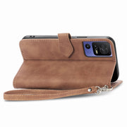 For TCL 40 SE Embossed Flower Zipper Leather Phone Case(Brown)