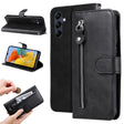 For Samsung Galaxy M14 5G Calf Texture Zipper Leather Phone Case(Black) - free shipping - PMC TechLife - Order now!