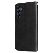 For Samsung Galaxy M14 5G Calf Texture Zipper Leather Phone Case(Black)