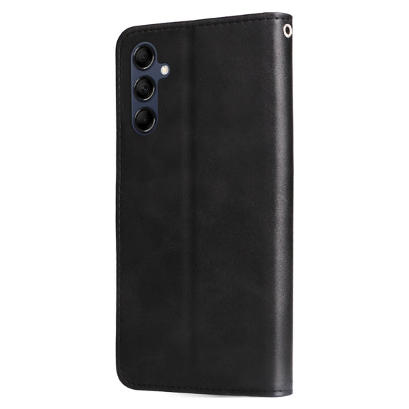 For Samsung Galaxy M14 5G Calf Texture Zipper Leather Phone Case(Black)