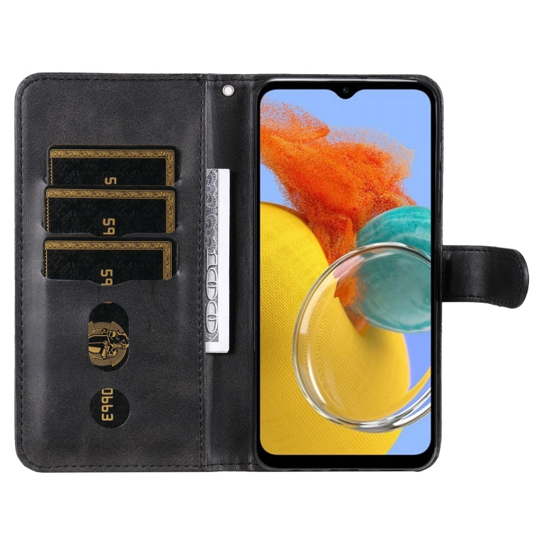For Samsung Galaxy M14 5G Calf Texture Zipper Leather Phone Case(Black)