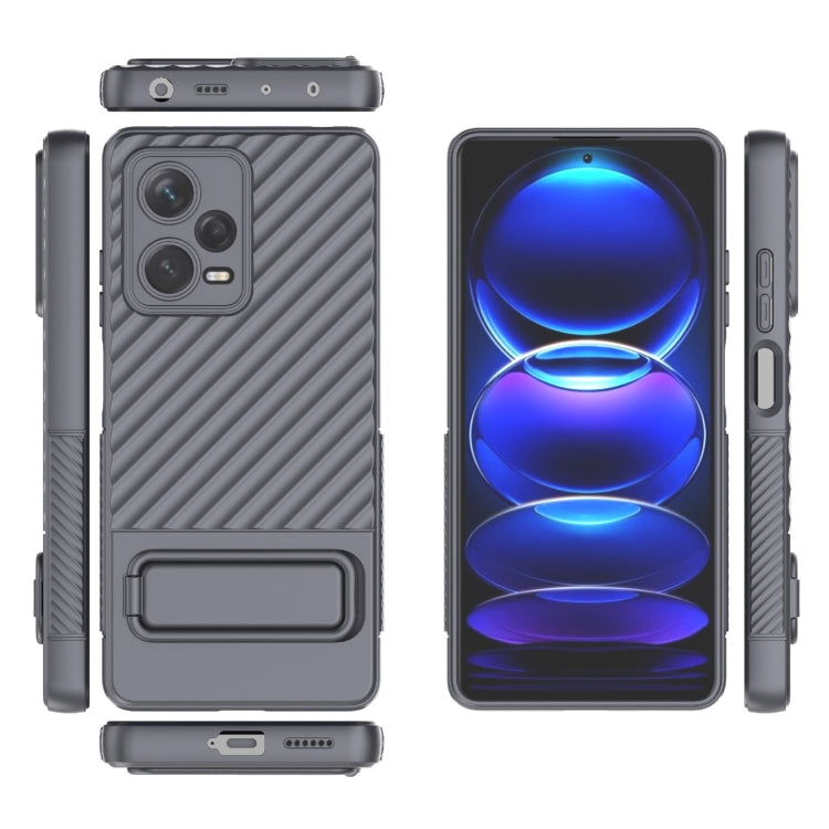 For Xiaomi Redmi Note 12 Pro+ Global Wavy Texture TPU Phone Case with Lens Film(Grey)