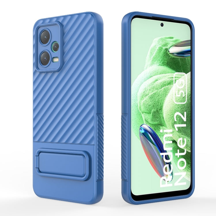 For Xiaomi Redmi Note 12 5G Global Wavy Texture TPU Phone Case with Lens Film(Blue)