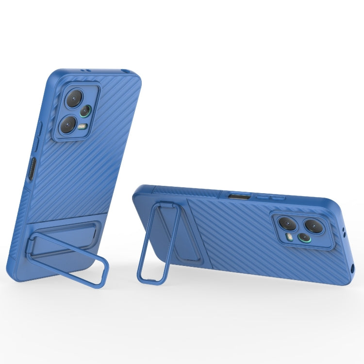 For Xiaomi Redmi Note 12 5G Global Wavy Texture TPU Phone Case with Lens Film(Blue)