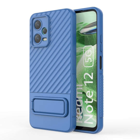 For Xiaomi Redmi Note 12 5G Global Wavy Texture TPU Phone Case with Lens Film(Blue)