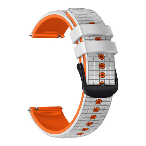 20mm Universal Mesh Two-Tone Silicone Watch Band(White Orange)