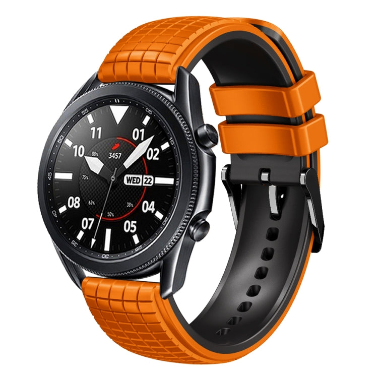 20mm Universal Mesh Two-Tone Silicone Watch Band(Orange Black)