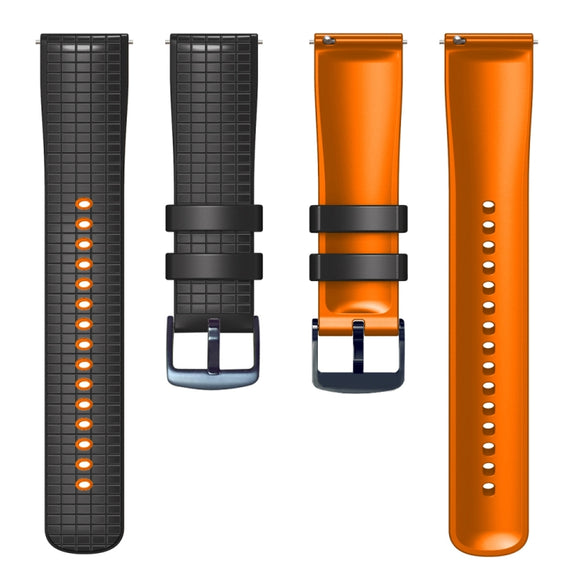 20mm Universal Mesh Two-Tone Silicone Watch Band(Black Orange)
