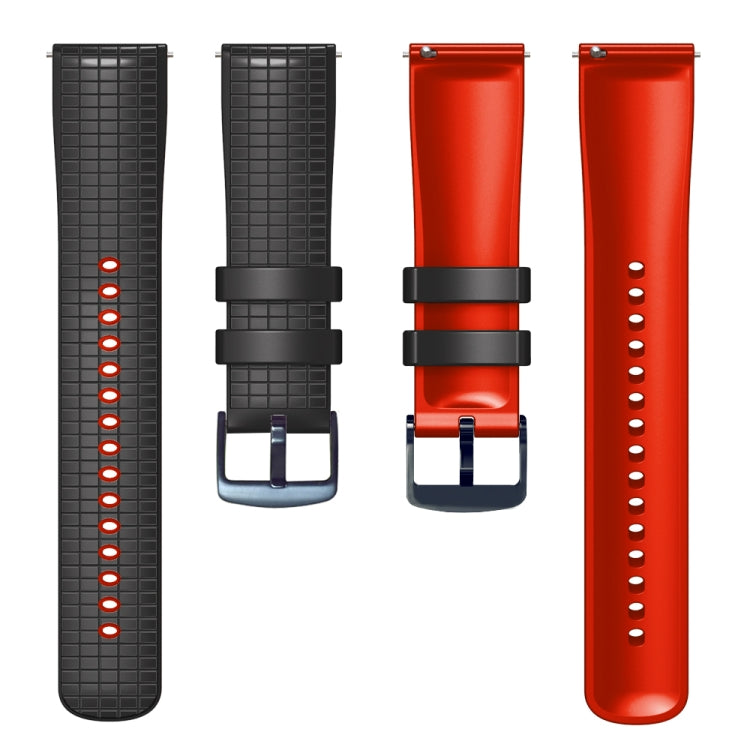 20mm Universal Mesh Two-Tone Silicone Watch Band(Black Red)