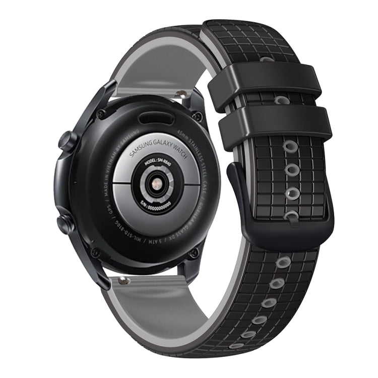 20mm Universal Mesh Two-Tone Silicone Watch Band(Black Gray)