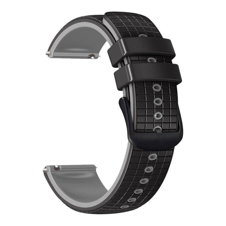 20mm Universal Mesh Two-Tone Silicone Watch Band(Black Gray)
