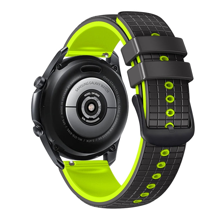 20mm Universal Mesh Two-Tone Silicone Watch Band(Black Lime)