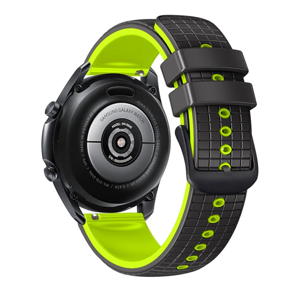 20mm Universal Mesh Two-Tone Silicone Watch Band(Black Lime)