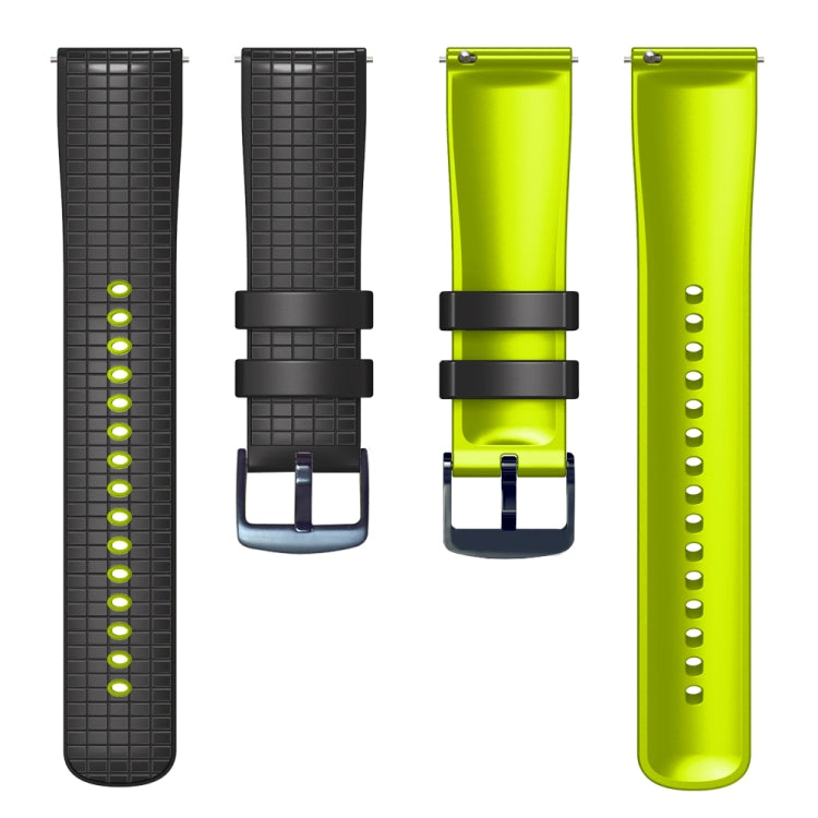 20mm Universal Mesh Two-Tone Silicone Watch Band(Black Lime)