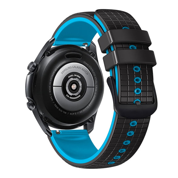 20mm Universal Mesh Two-Tone Silicone Watch Band(Black Sky Blue)