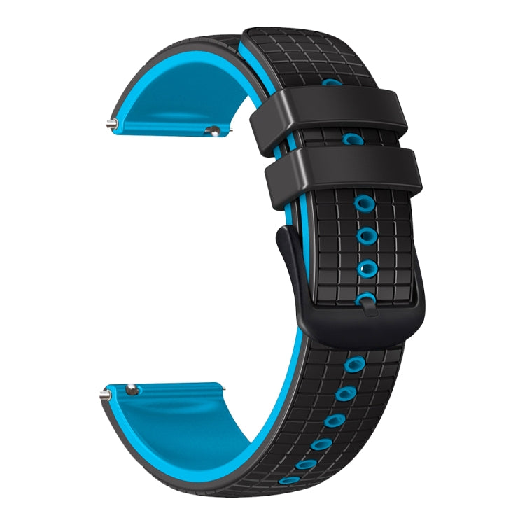 20mm Universal Mesh Two-Tone Silicone Watch Band(Black Sky Blue)