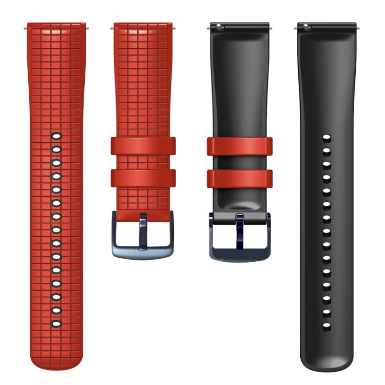 20mm Universal Mesh Two-Tone Silicone Watch Band(Red Black)