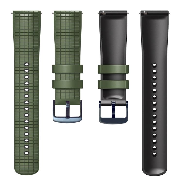 20mm Universal Mesh Two-Tone Silicone Watch Band(Army Green Black)
