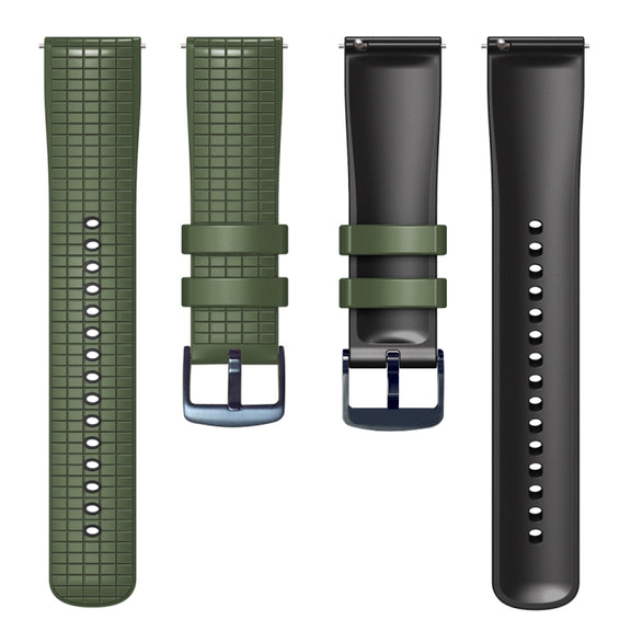 20mm Universal Mesh Two-Tone Silicone Watch Band(Army Green Black)