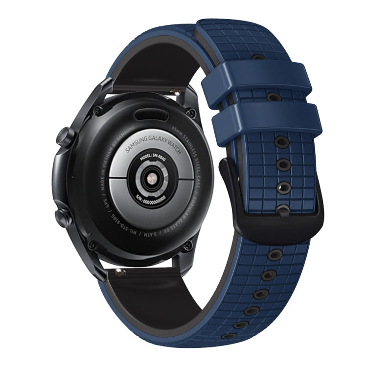 20mm Universal Mesh Two-Tone Silicone Watch Band(Dark Blue Black)
