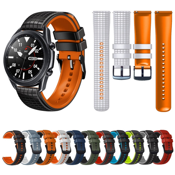 22mm Universal Mesh Two-Tone Silicone Watch Band(Red Black)