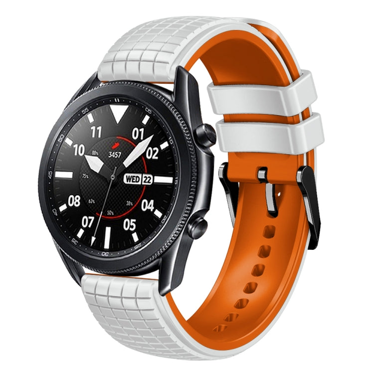 22mm Universal Mesh Two-Tone Silicone Watch Band(White Orange)