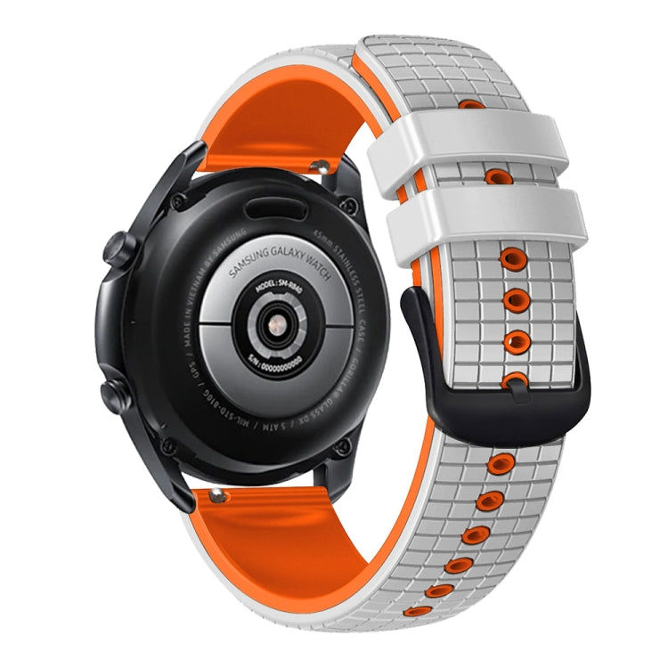 22mm Universal Mesh Two-Tone Silicone Watch Band(White Orange)
