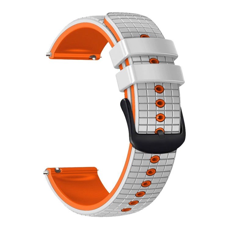 22mm Universal Mesh Two-Tone Silicone Watch Band(White Orange)