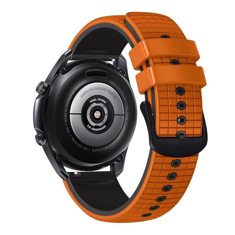 22mm Universal Mesh Two-Tone Silicone Watch Band(Orange Black)
