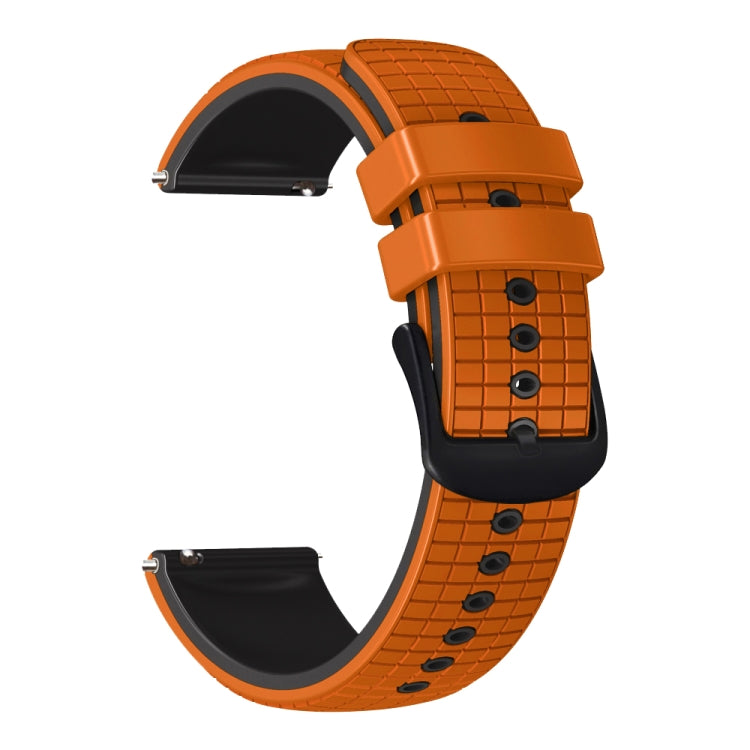 22mm Universal Mesh Two-Tone Silicone Watch Band(Orange Black)