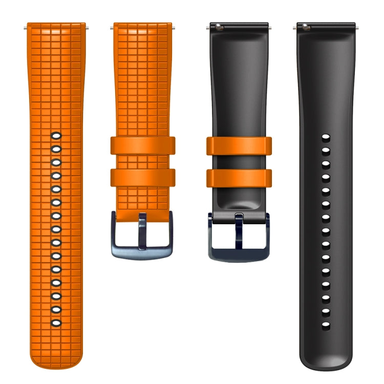 22mm Universal Mesh Two-Tone Silicone Watch Band(Orange Black)