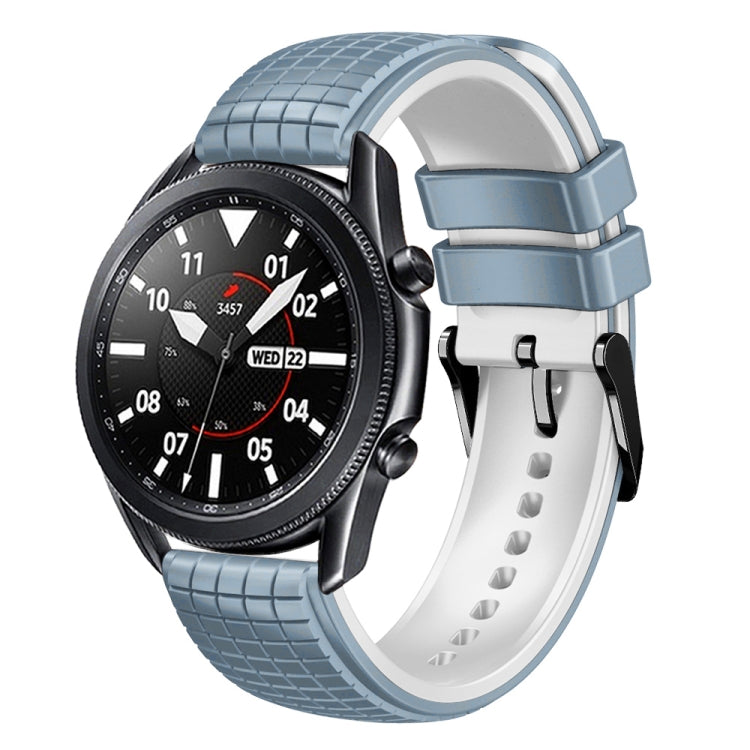 22mm Universal Mesh Two-Tone Silicone Watch Band(Blue White)