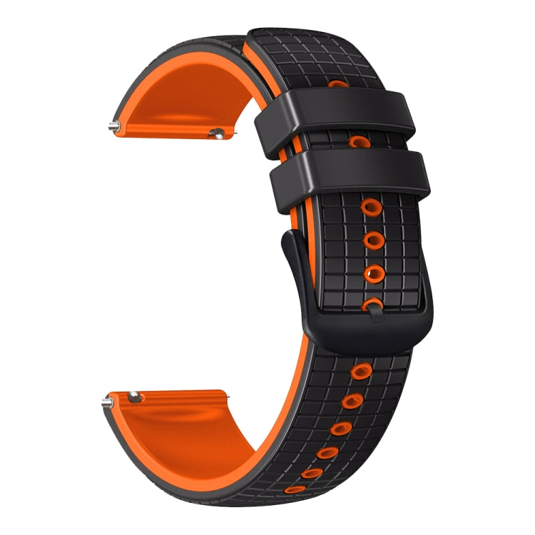 22mm Universal Mesh Two-Tone Silicone Watch Band(Black Orange)