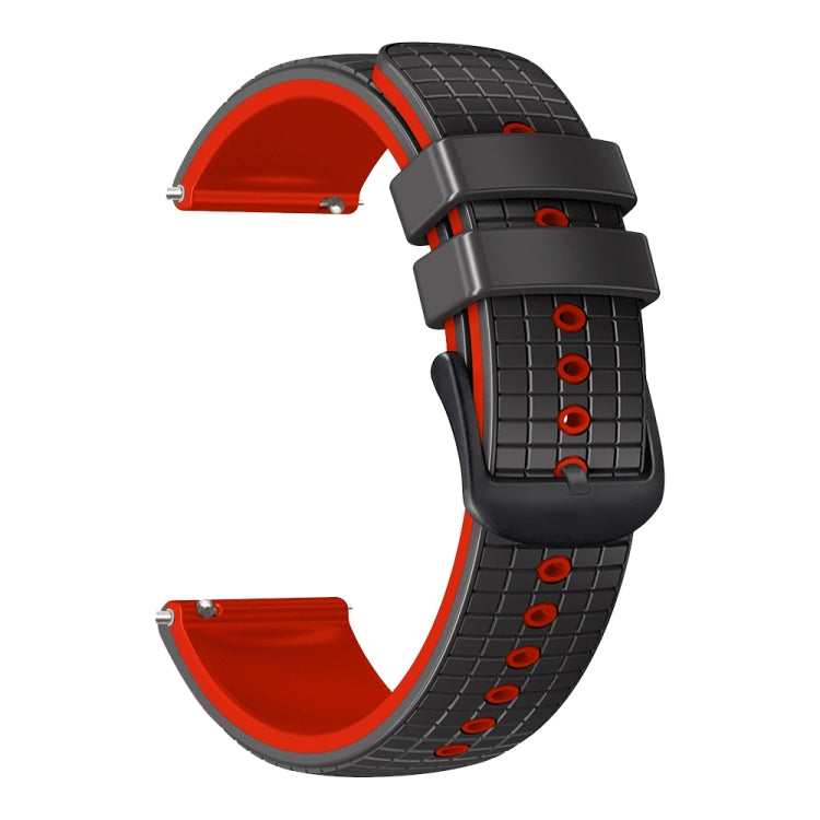 22mm Universal Mesh Two-Tone Silicone Watch Band(Black Red)