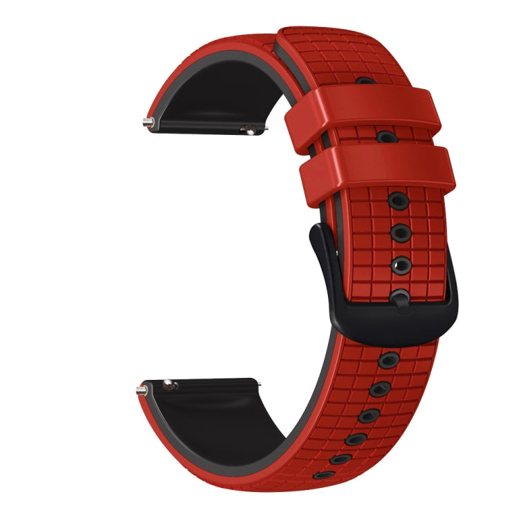 22mm Universal Mesh Two-Tone Silicone Watch Band(Red Black)