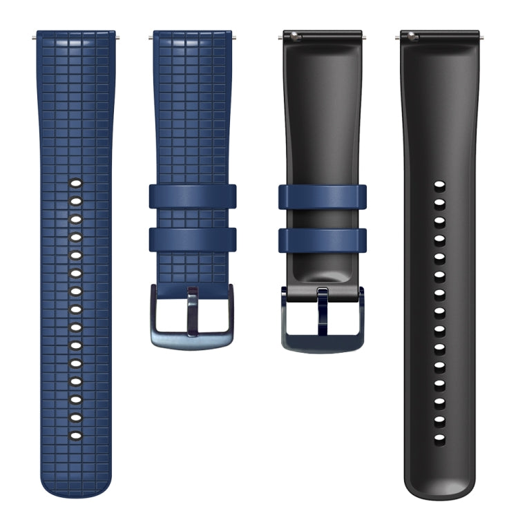 22mm Universal Mesh Two-Tone Silicone Watch Band(Dark Blue Black)