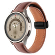 20mm Folding Buckle Plain Weave Genuine Leather Watch Band(Brown+Black) - Smart Wear by PMC TechLife | Online Shopping South Africa | PMC TechLife