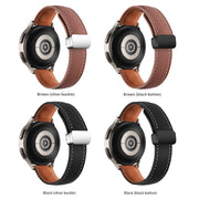 20mm Folding Buckle Plain Weave Genuine Leather Watch Band(Black+Black)