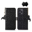 For Xiaomi Redmi Note 12 Turbo Ostrich Pattern Genuine Leather RFID Phone Case(Black) - Xiaomi Cases by PMC TechLife | Online Shopping South Africa | PMC TechLife