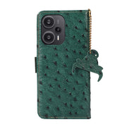 For Xiaomi Redmi Note 12 Turbo Ostrich Pattern Genuine Leather RFID Phone Case(Green)