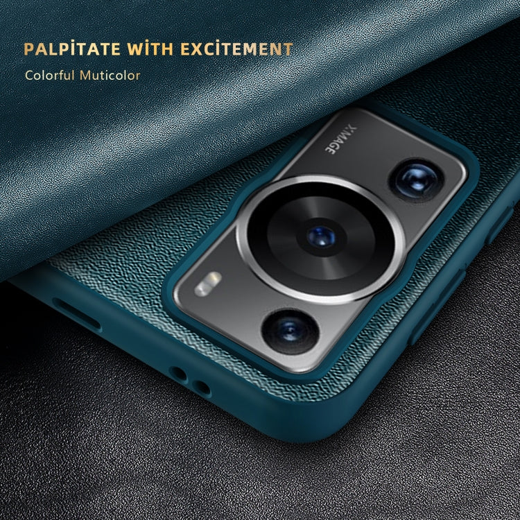 For Huawei P60 Pro Leather + TPU Frame Shockproof Phone Case(Green)