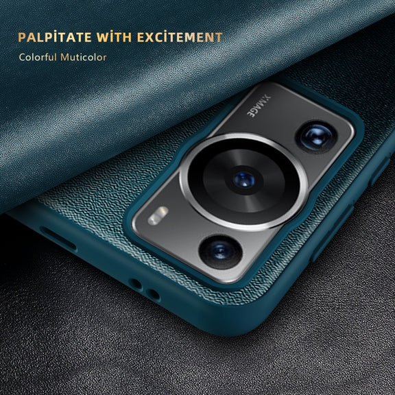 For Huawei P60 Pro Leather + TPU Frame Shockproof Phone Case(Green)