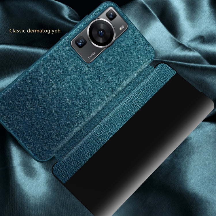 For Huawei P60 Pro Leather + TPU Frame Shockproof Phone Case(Green)